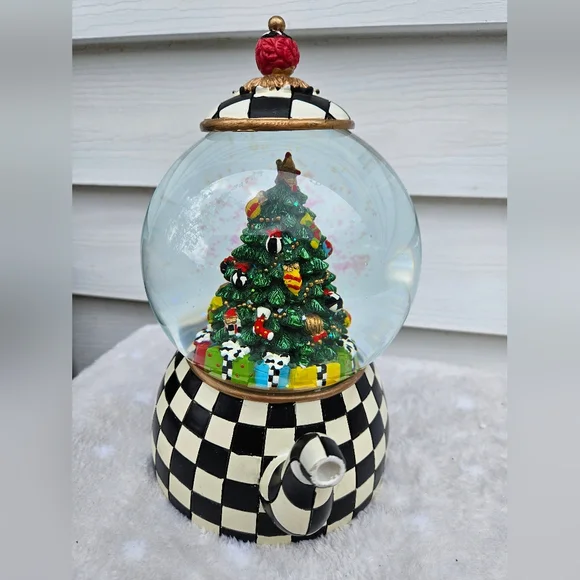 Mackenzie Childs Courtly Teapot Snow Globe Christmas Tree - Picture 4 of 9